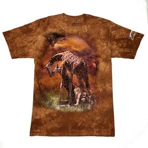 The Mountain T Shirt Orange Tie-Dye Cotton Giraffe Nature Sunset Mens XL X-Large